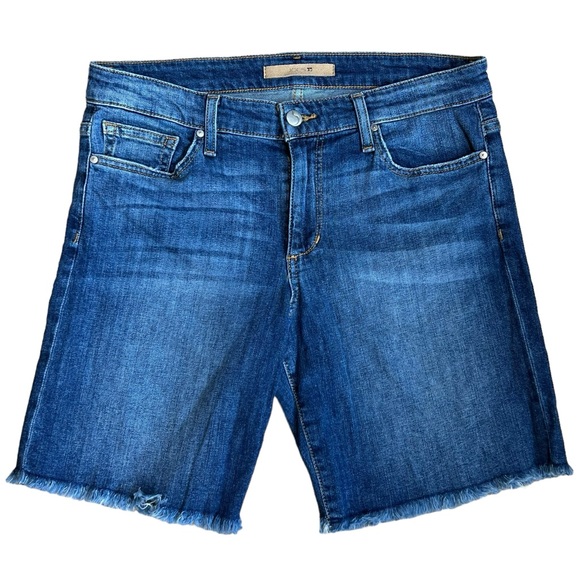 Joe’s Women’s Sz 29 Mid Rise Denim Shorts Bermuda Long Frayed Hem Stretch Jean - Picture 3 of 13